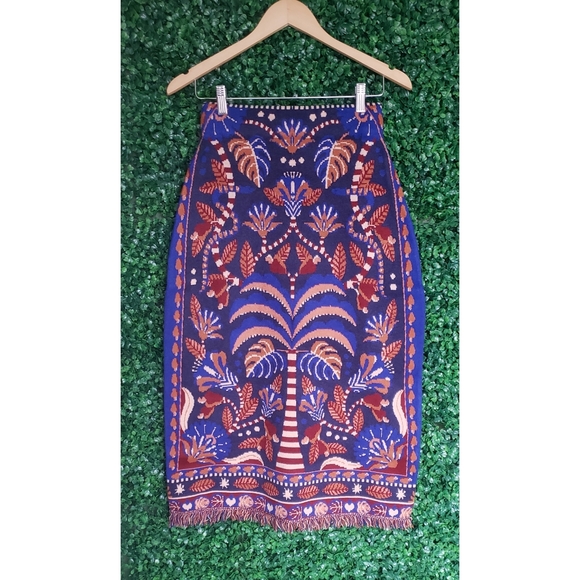 Farm Rio Nature Beauty Scarf Knit Midi Skirt - Picture 7 of 11